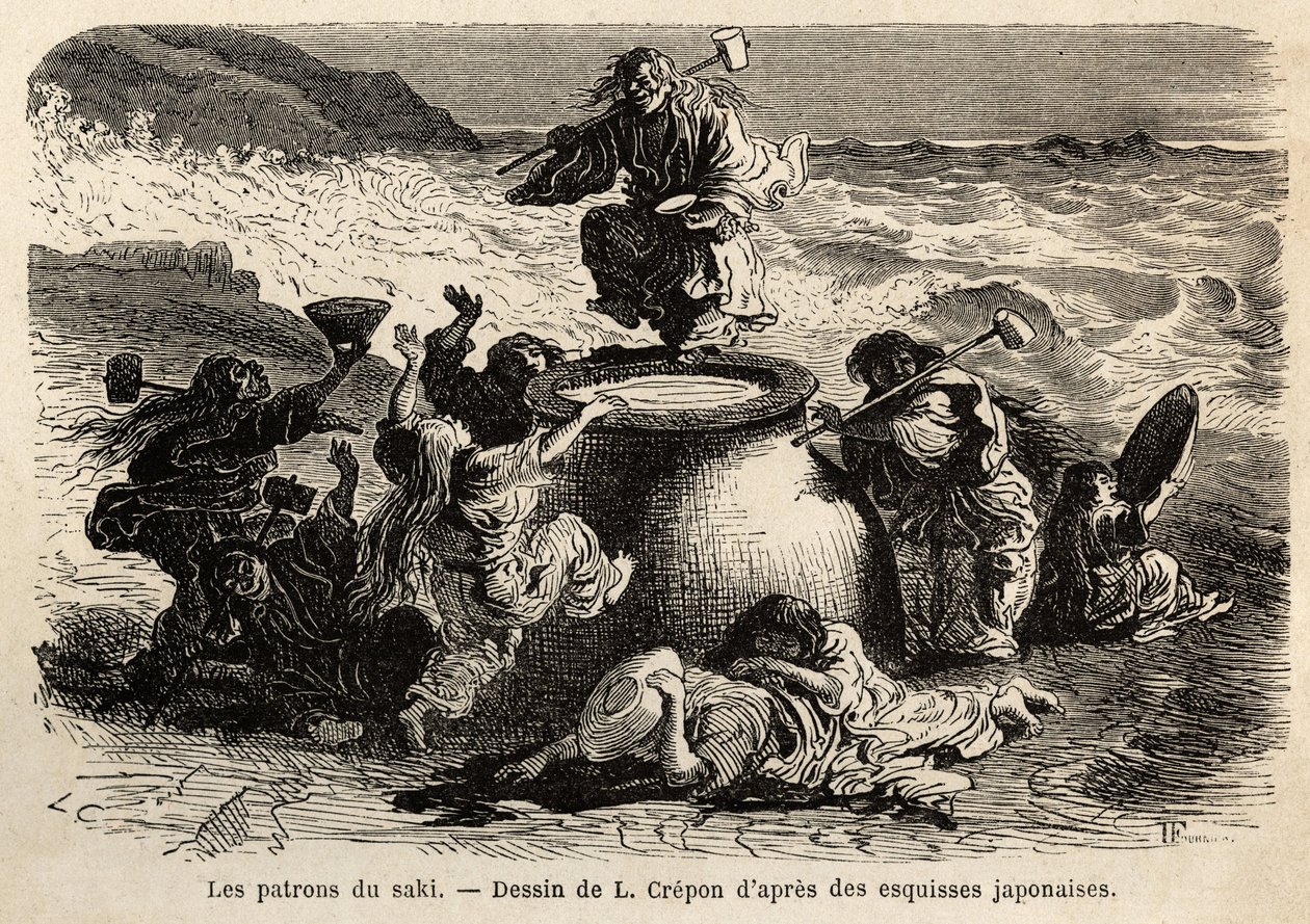 La famiglia degli inventori del sake, composta da genitori e otto figli, collettivi capi di una birreria da Unknown artist