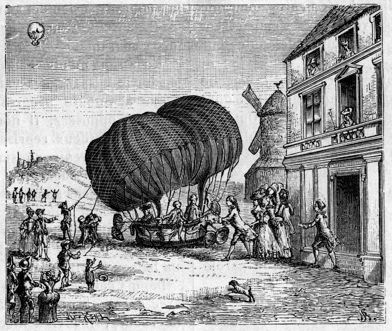 Il primo aerostato allungato dei fratelli Robert davanti al castello del Principe di Ghistelles il 19 settembre da Unknown artist
