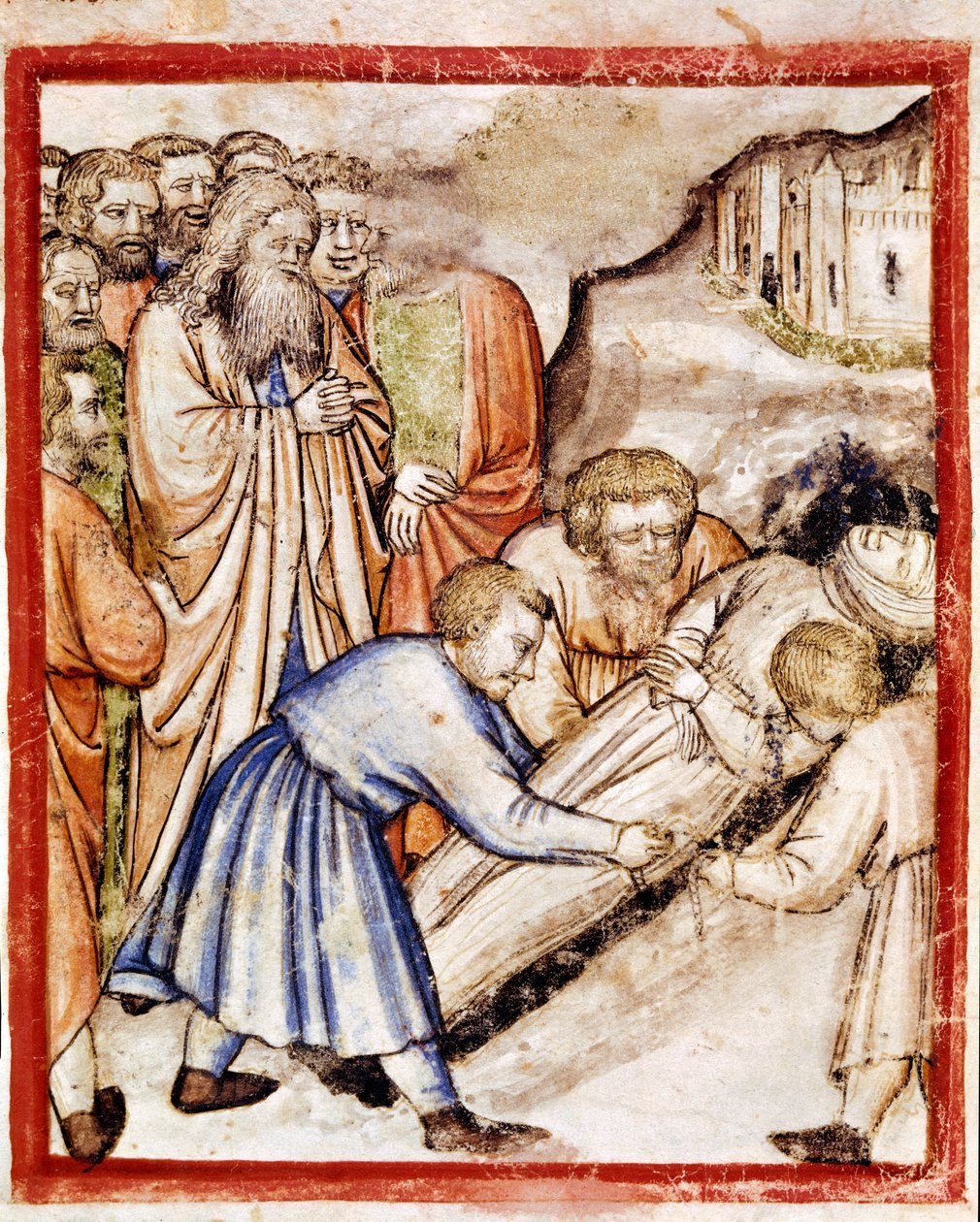 Il funerale di Sara. Miniatura dal codice 212 (o codice padovano o Bibbia di Padova) 1390-1400. Rovigo, Accademia dei Concordi da Unknown artist
