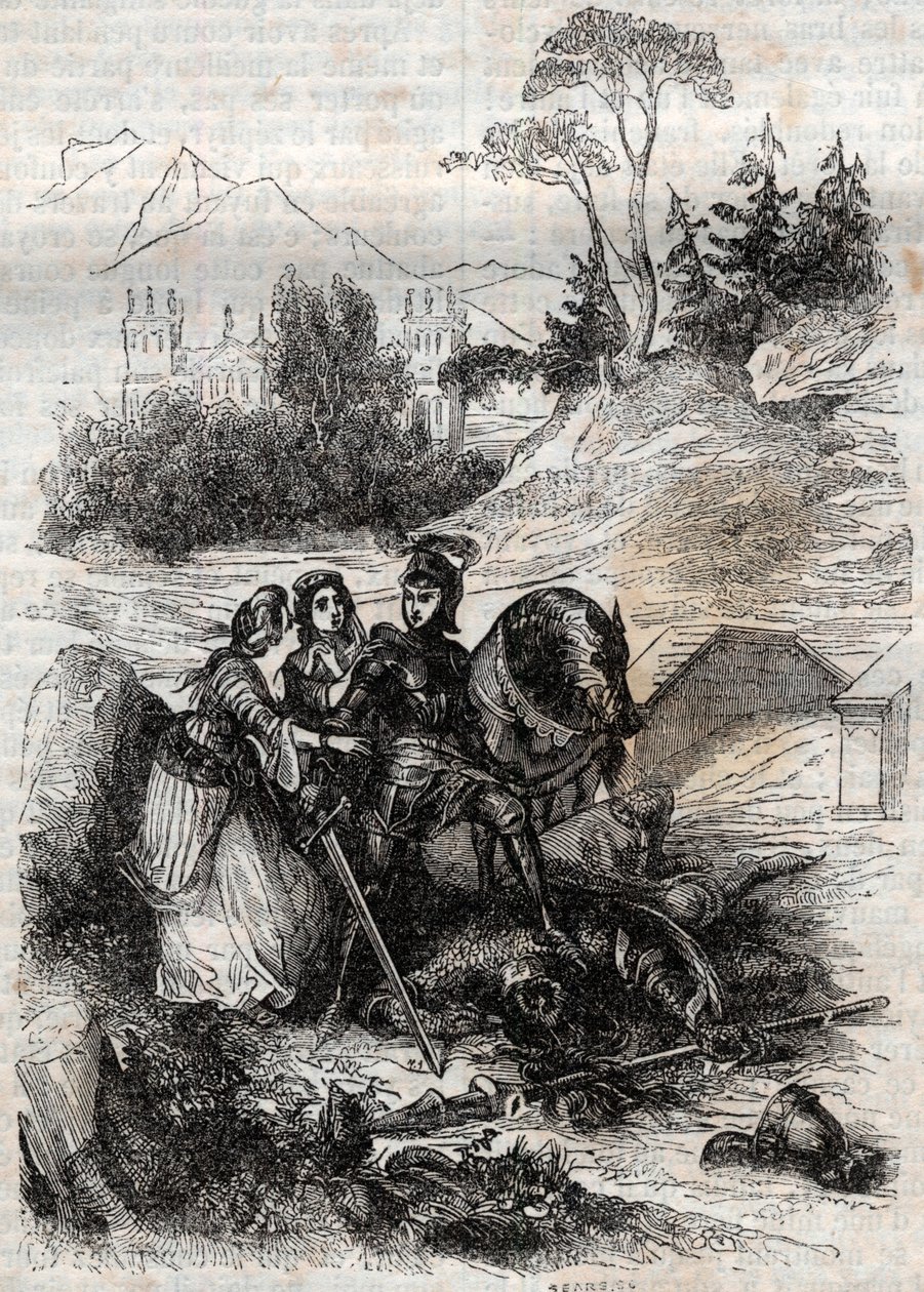 Il gigante Erifile sconfitto da Ruggero - incisione del 1851 da 