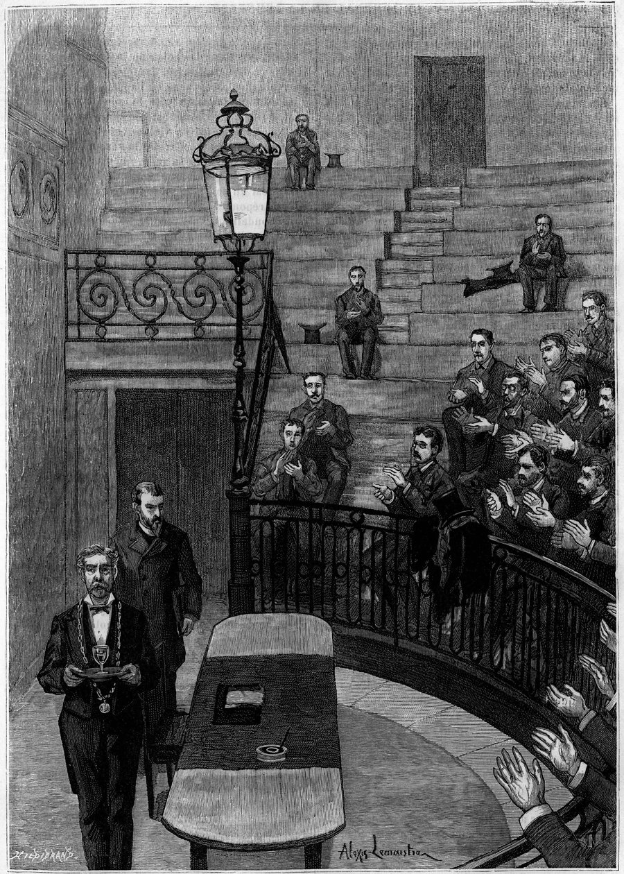 Il grande anfiteatro della Facoltà di Medicina del Quartiere Latino a Parigi. Incisione nel giornale "La jeunesse" da Unknown artist