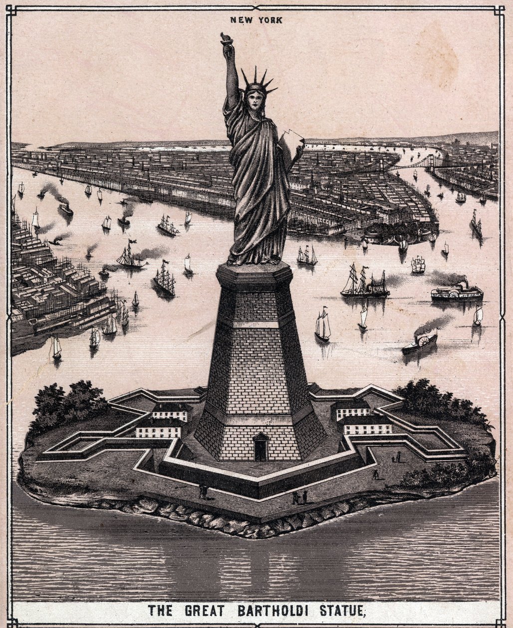 La grande statua di Bartholdi a New York, USA in 