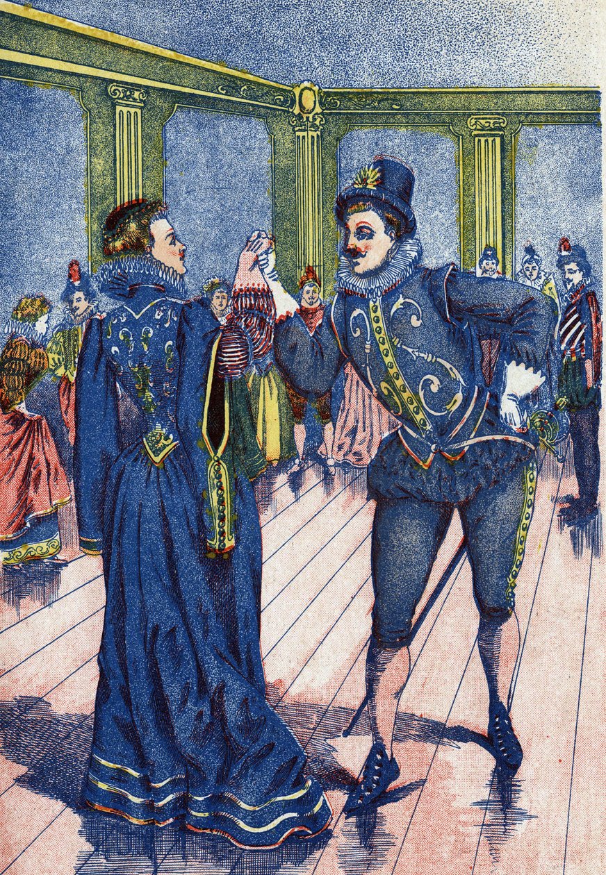 Il figlio del re fa ballare Cenerentola. Illustrazione per 