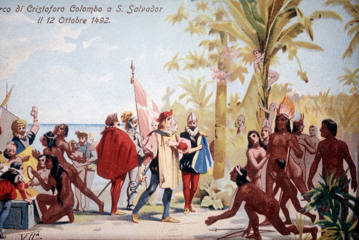 Lo sbarco di Cristoforo Colombo a San Salvador (Bahamas) il 12/10/1492 da Unknown artist