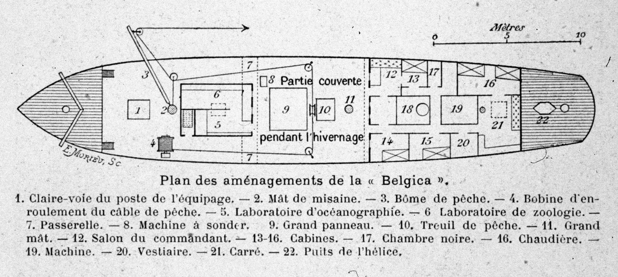 Piano di disposizione della nave scientifica belga "Belgica" utilizzata nelle spedizioni antartiche da Unknown artist