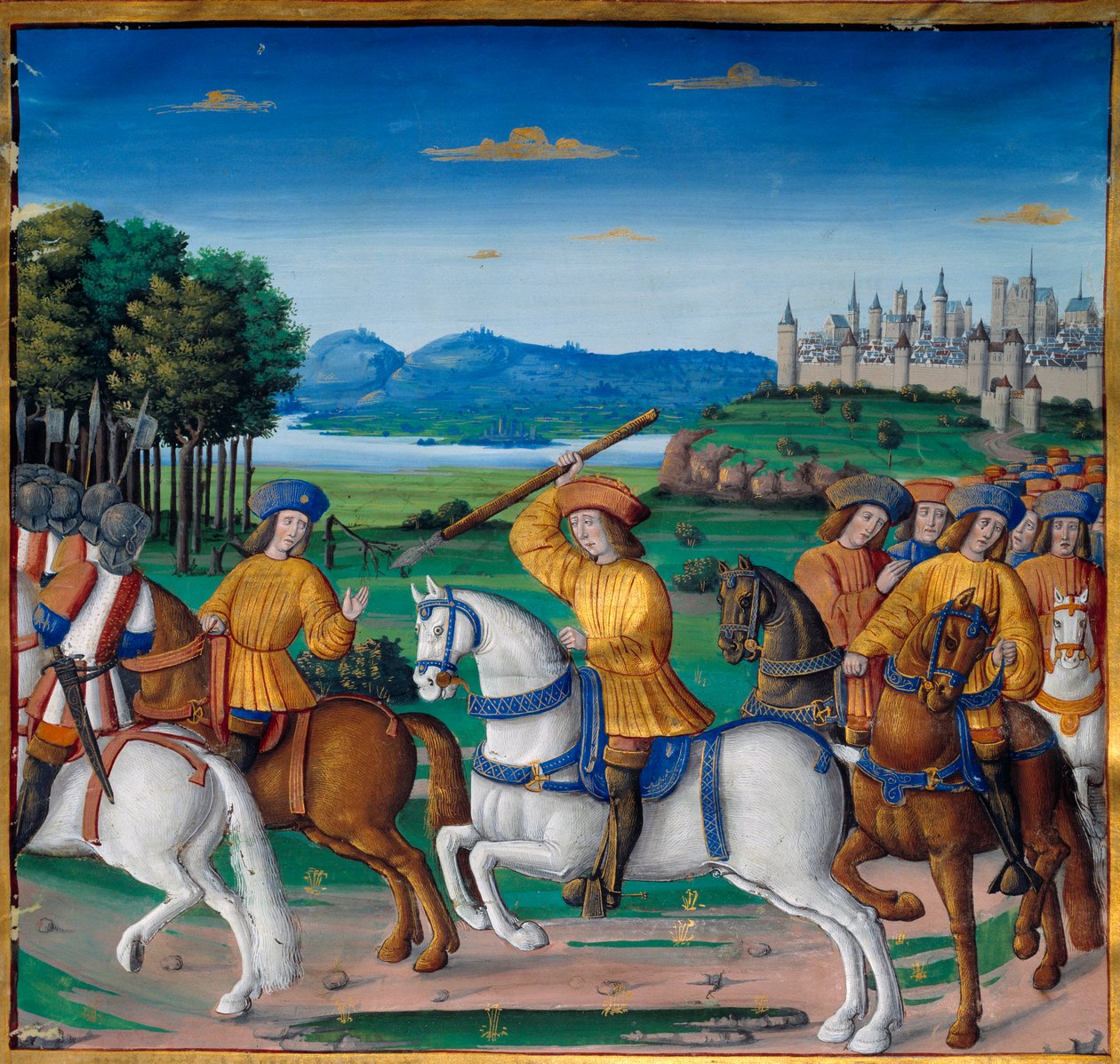 La follia di Carlo VI (1368-1422). Il 5 agosto 1392, nella foresta di Le Mans, iniziò a manifestare attacchi di furiosa follia: urlando per tradimento, attaccò la sua stessa truppa e uccise quattro persone. Cronache di Enguerrand de Monstrelet da Unknown artist