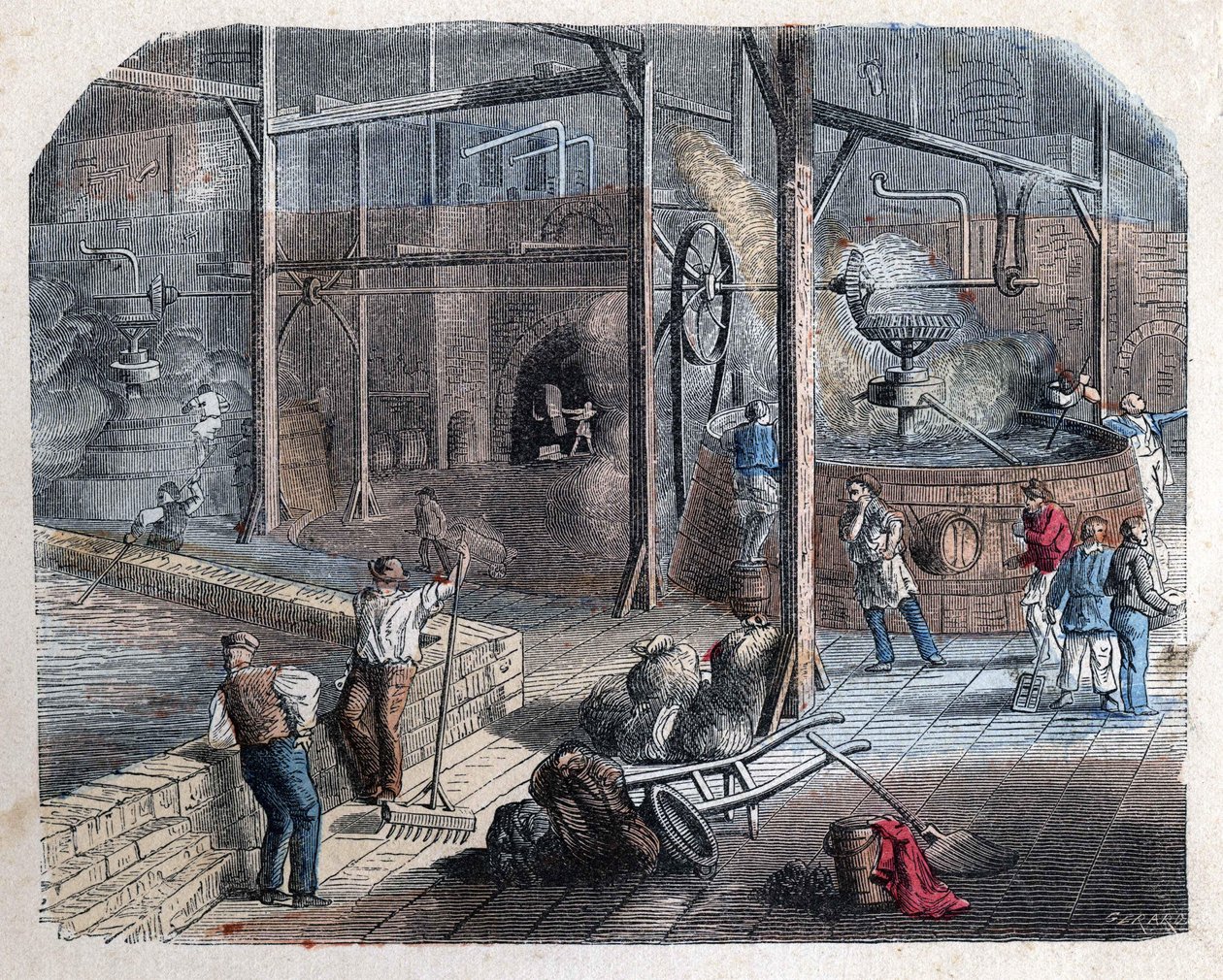 La fabbricazione della birra. Illustrazione del XIX secolo. Collezione Bianchetti da Unknown artist