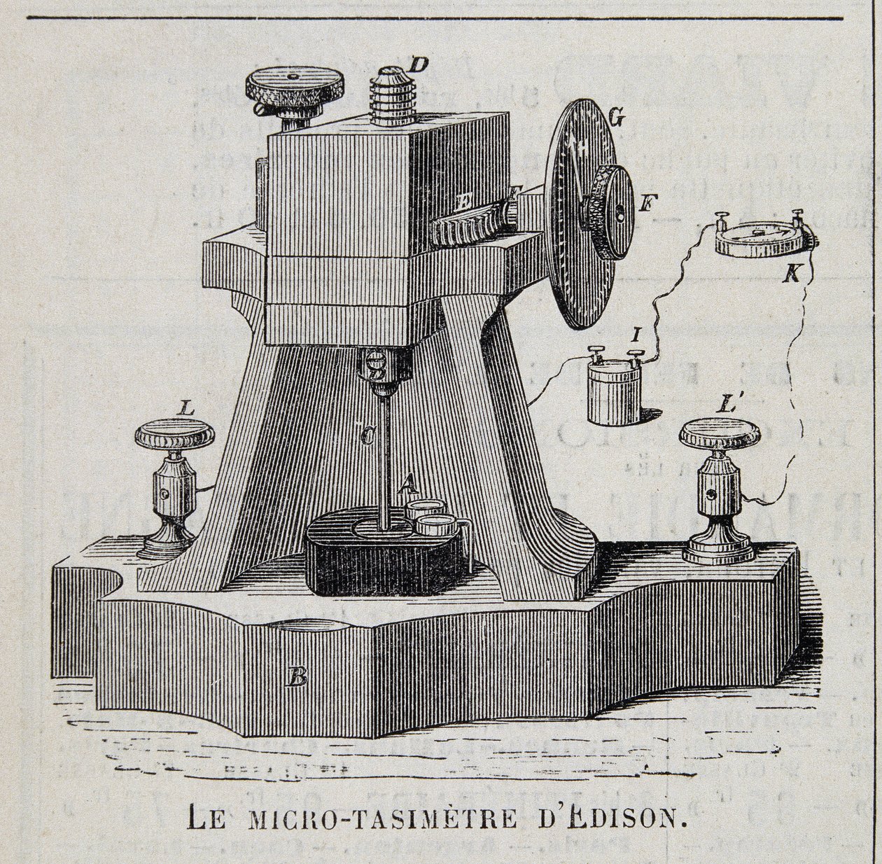 Il micro-tasimetrio di Edison - incisione, fine XIX secolo da Unknown artist