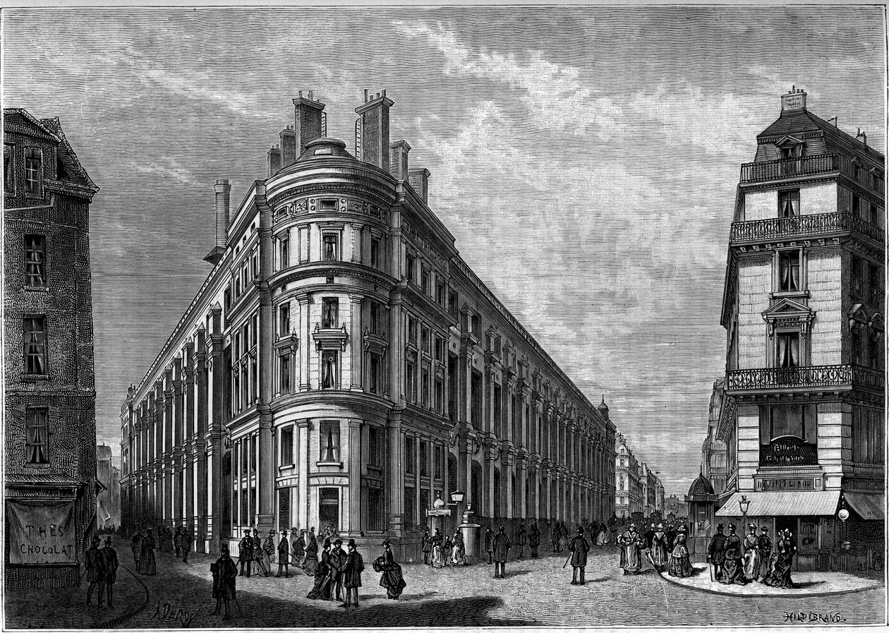 Il nuovo Hotel des Postes di Rue du Louvre a Parigi dopo la sua ricostruzione. Incisione nel giornale "La jeunesse". da Unknown artist