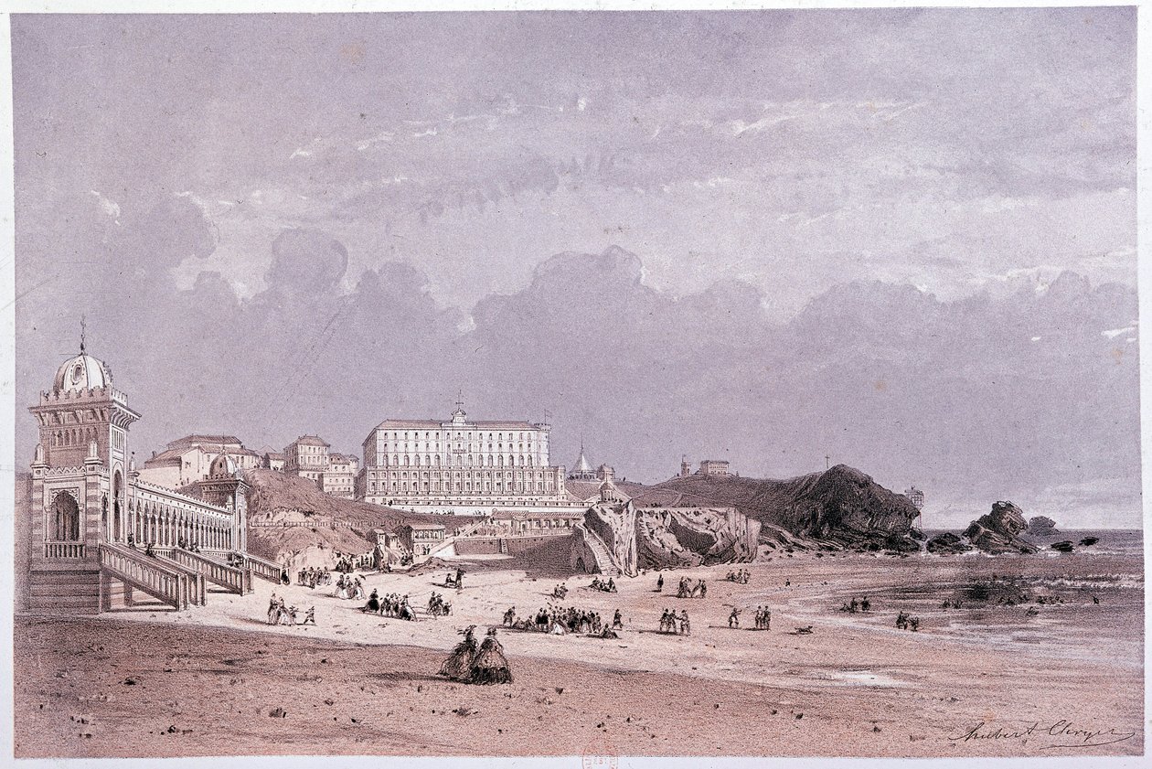 I nuovi bagni della costa dei folli e il casinò a Biarritz, sd. XIX secolo da Unknown artist