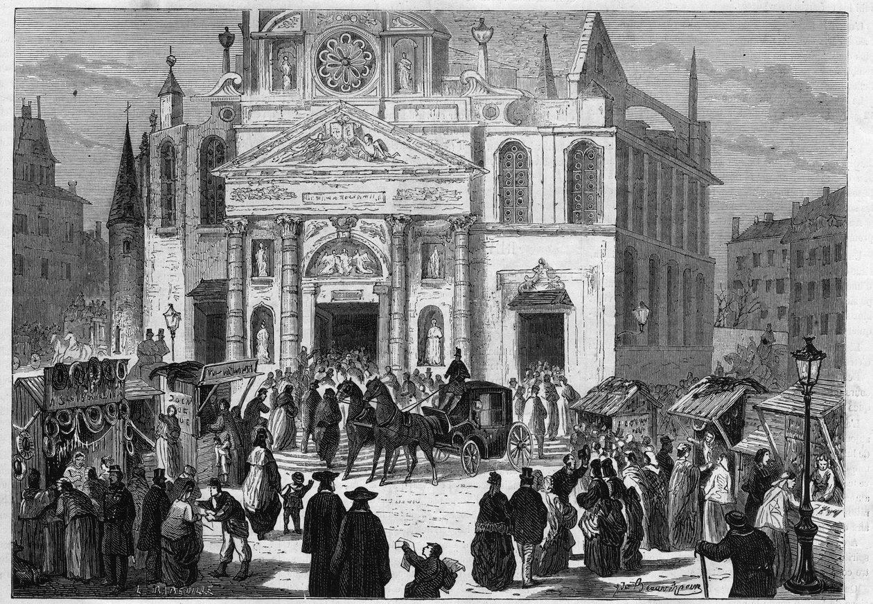 La novena di Santa Genoveffa nella chiesa di Saint Etienne du Mont (Saint-Etienne-du-Mont) a Parigi. da Unknown artist