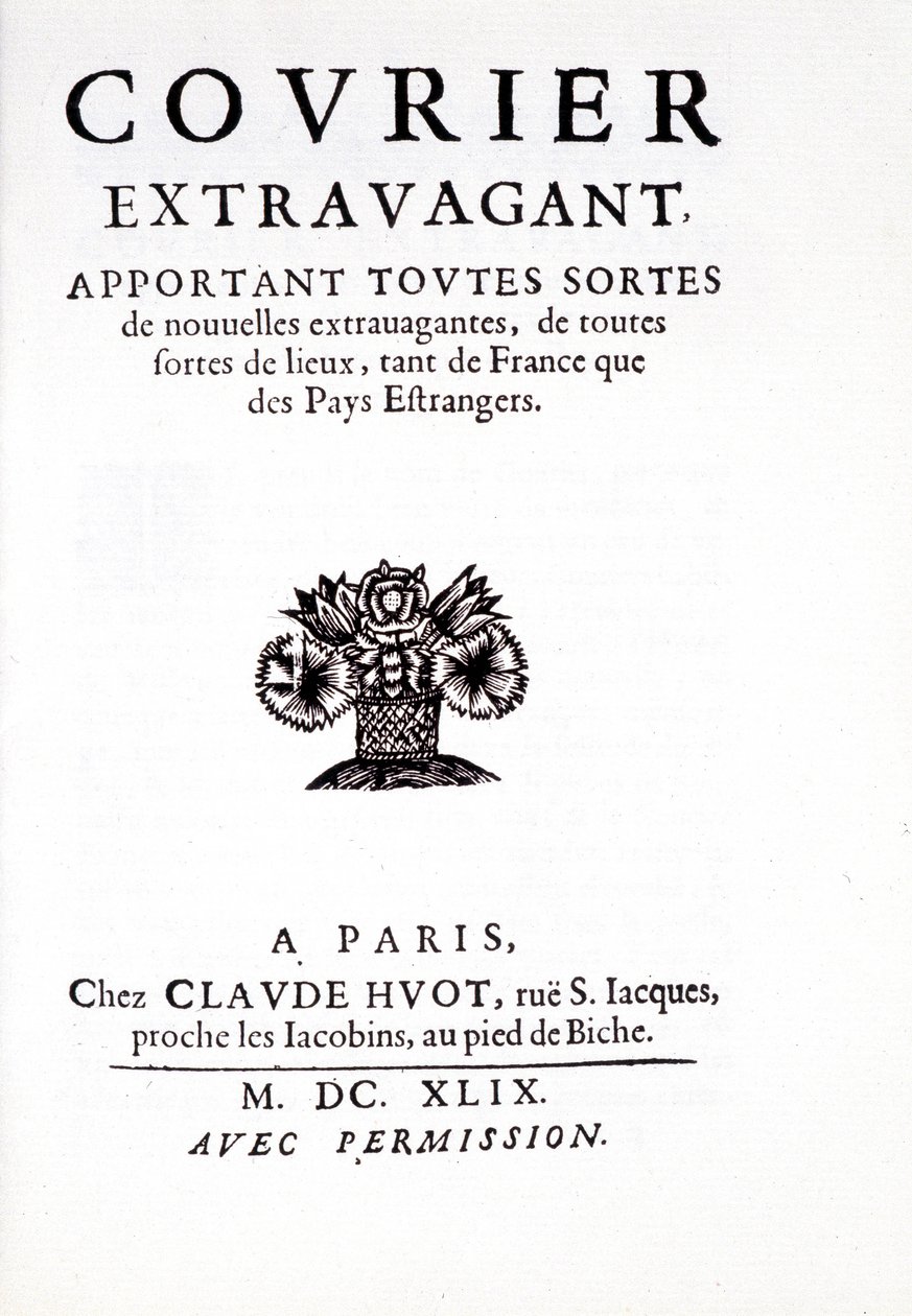 Der „Courier extravagant“ bringt allerlei extravagante Nachrichten aus allen möglichen Orten, sowohl aus Frankreich als auch aus dem Ausland, in Paris bei Claude Huot von Unknown artist