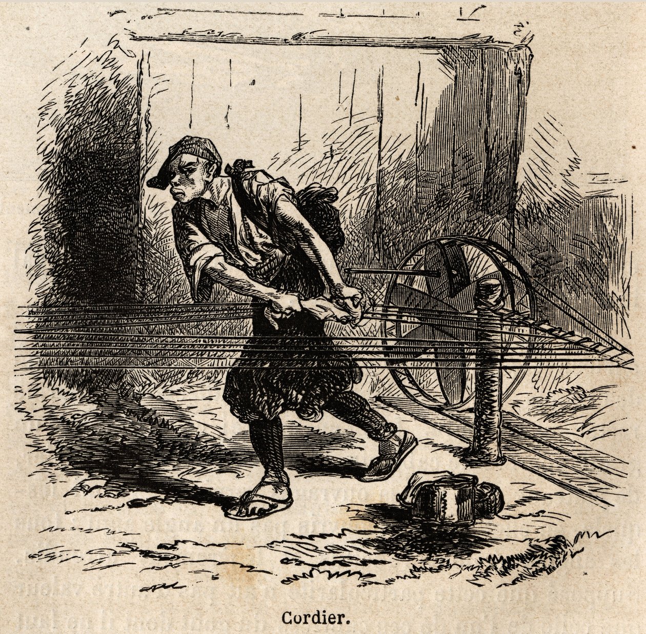 Il cordaio. Incisione per illustrare il viaggio in Giappone nel 1863-1864, di Aime Humbert, ministro della Confederazione Svizzera, in 