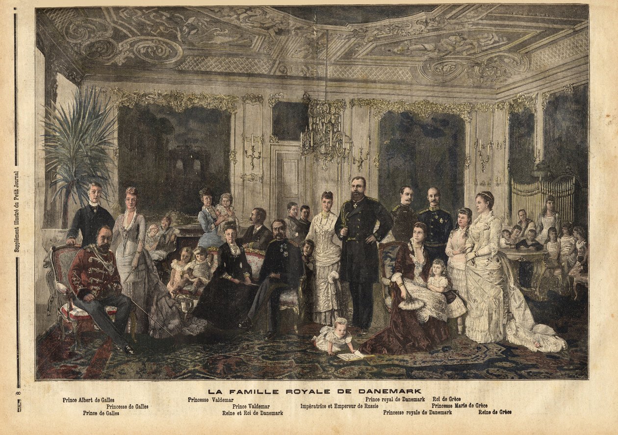 La famiglia reale di Danimarca, seduti al centro, la regina Luisa d