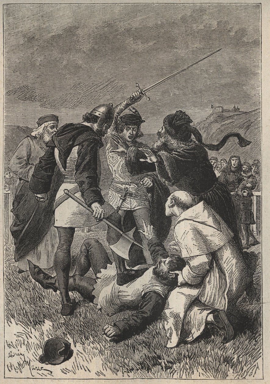 La calunnia risparmia Rothsay - illustrazione del XIX secolo per il romanzo storico 
