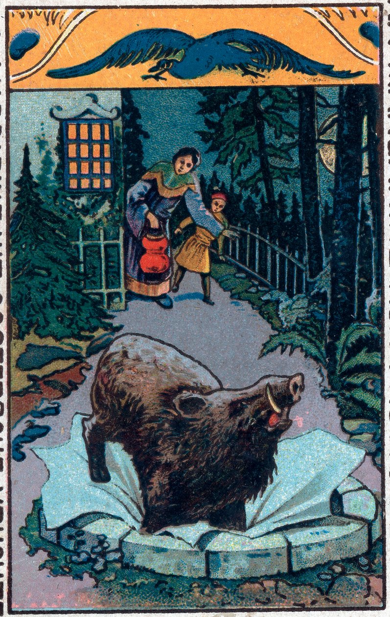 Il terribile cinghiale. Racconto cinese. Cromolitografia della fine del XIX secolo da Unknown artist
