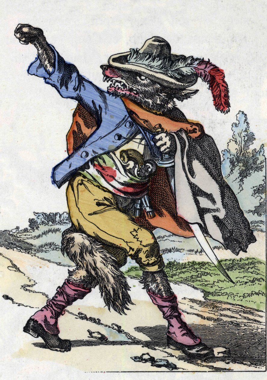 Il lupo. Illustrazione del racconto "Compere le Loup, Maitre Renard, Comere la Chevre et ses petits biquets" dopo una favola di Jean de la Fontaine. In "Tales from the home for the little ones". Incisione anonima del XIX secolo da Unknown artist
