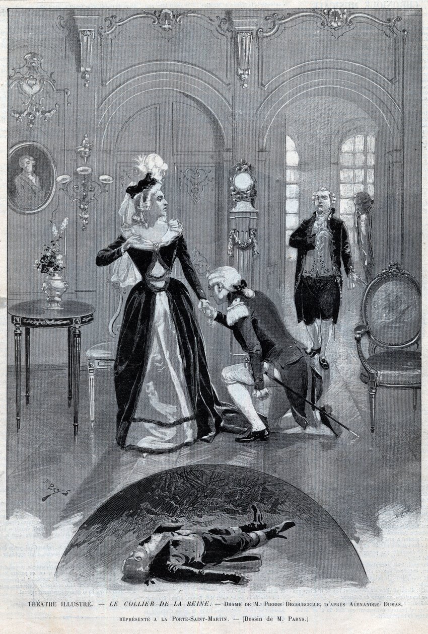 Il collier della Regina, dramma di Pierre Decourcelle e Alexandre Dumas padre, rappresentato al Teatro de la Porte-Saint-Martin, Parigi, 31 gennaio 1895 da Unknown artist