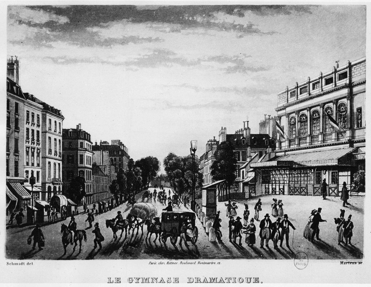 Teatro: il Dramatic Gymnasium di Boulevard Bonne Nouvelle - incisione da Unknown artist