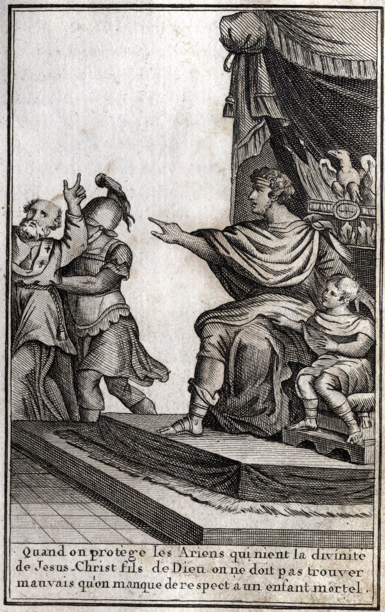 Teodosio I (Flavio Teodosio) (347-395), imperatore romano, fece arrestare Anfilochio, vescovo di Iconio, per mancanza di rispetto verso suo figlio, Arcadio (377-408). Il vescovo dichiara: 