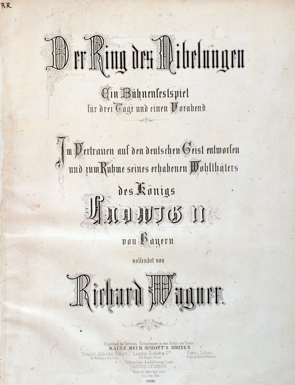 Pagina del titolo della partitura musicale di Der Ring des Nibelungen di Wagner da Unknown artist