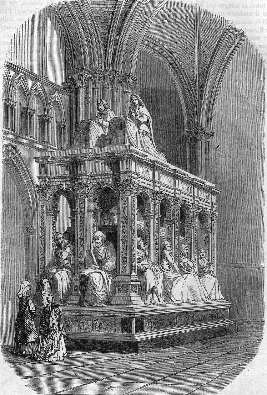 Tomba di Luigi XII re di Francia (1462-1515) e Anna di Bretagna (1477-1514). Incisione del XIX secolo. da Unknown artist