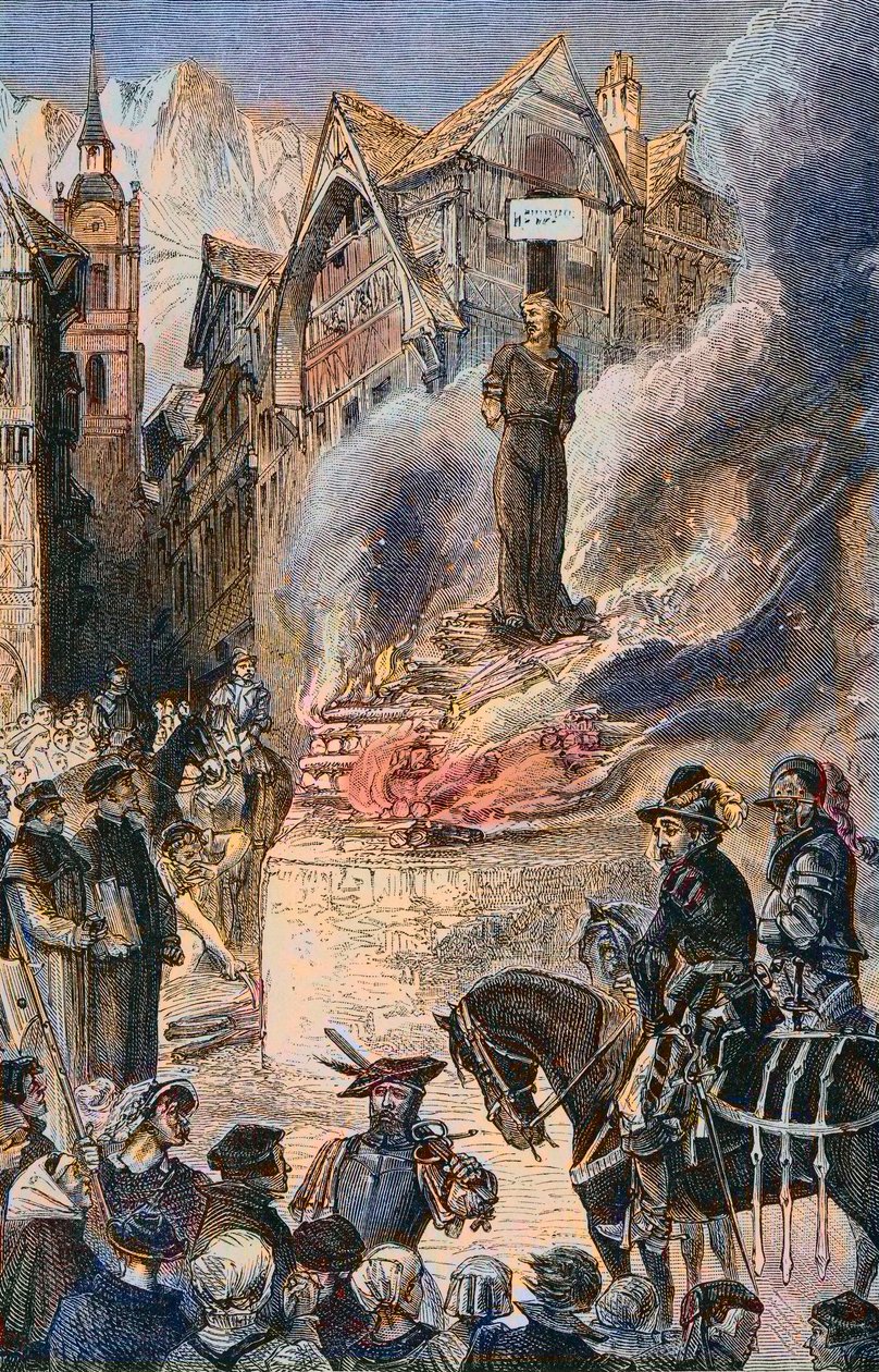 Tortura di Michel Servet a Ginevra (1511-1553) - incisione da Unknown artist