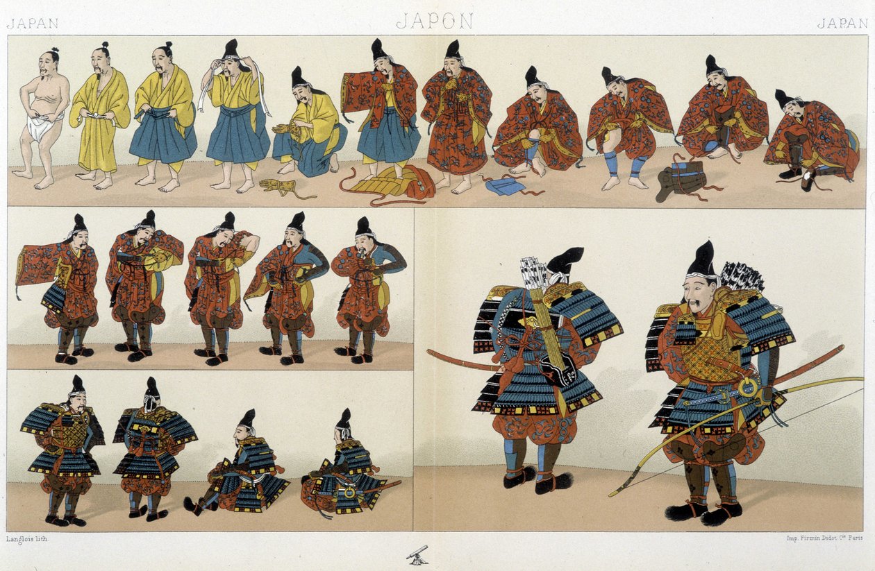 Abbigliamento tradizionale dei samurai giapponesi - in "Il costume storico" di Racinet da Unknown artist