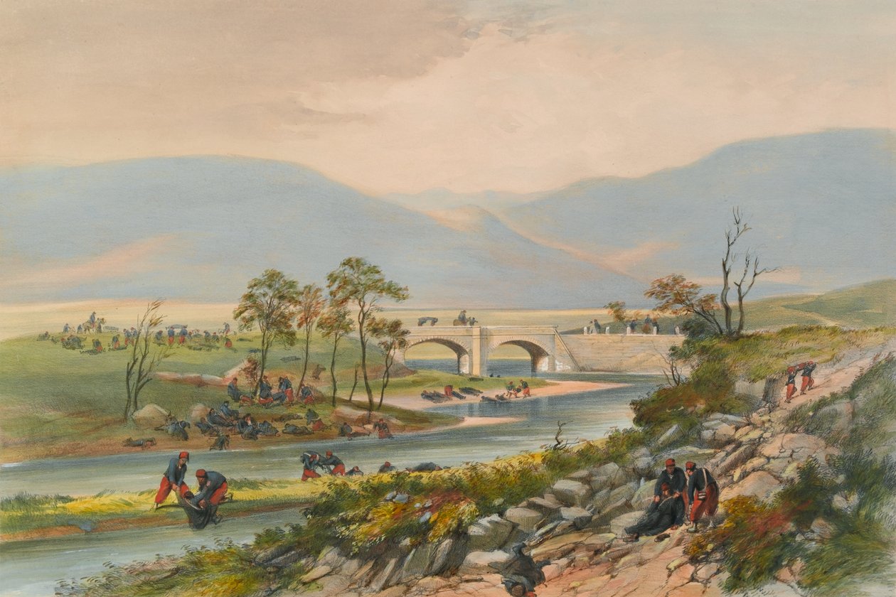 ?Ponte Traktir dopo la battaglia di Tchernaya?, 1855 da Unknown