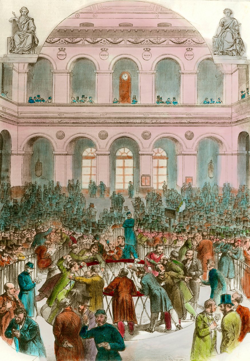 Borsa di scambio degli agenti alla Borsa di Parigi Incisione 1856 Collezione privata da Unknown artist