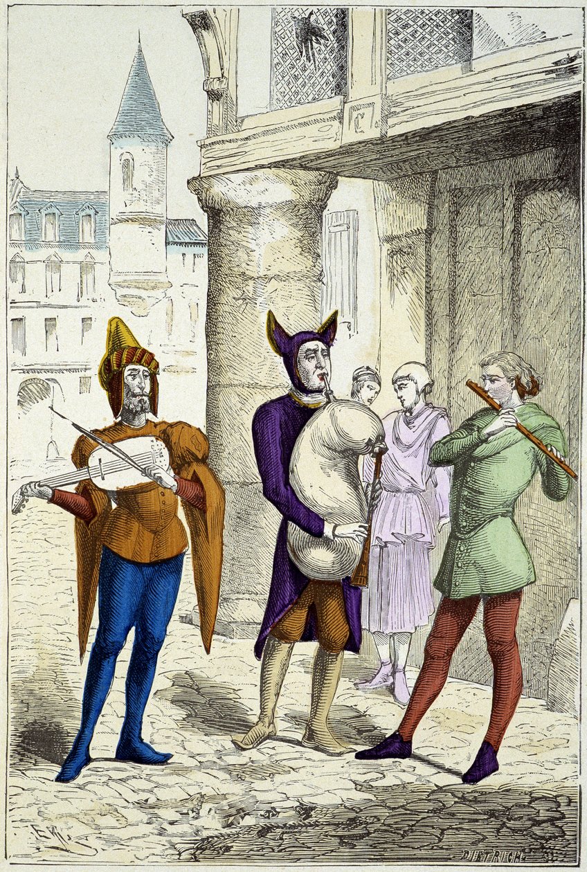 Musicisti itineranti nel XV secolo - in "Costumi di Parigi attraverso i secoli" da Unknown artist