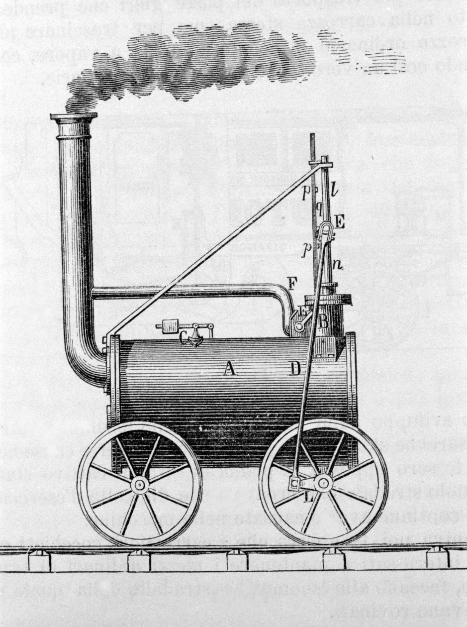 Locomotiva di Trevithick. Incisione del XIX secolo da Unknown artist