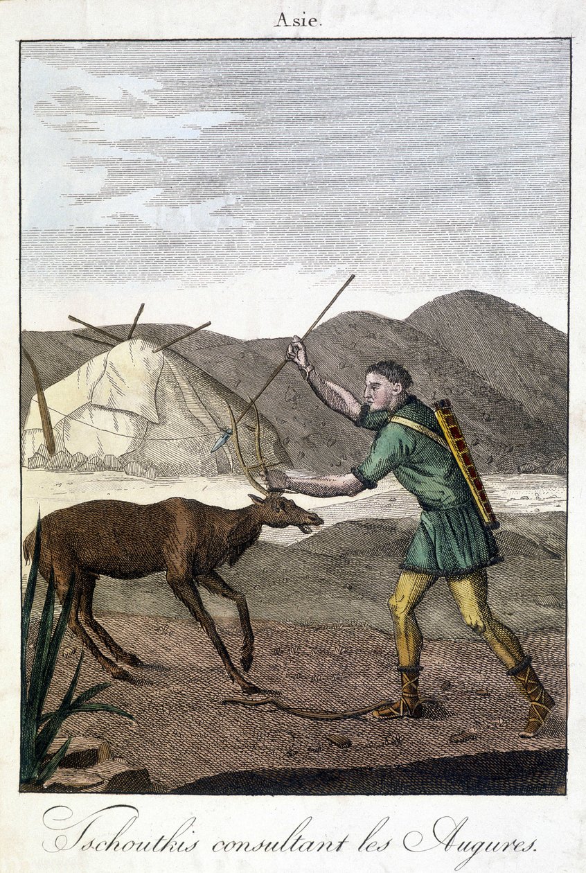 Uomo Tschutkis che consulta gli auspici (Asia) da Unknown artist