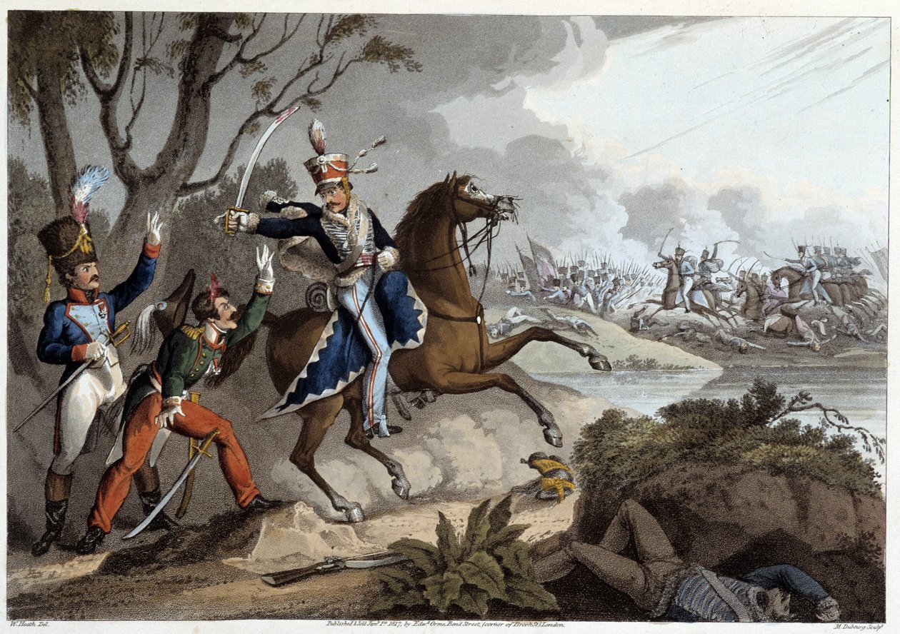 Due ufficiali francesi fatti prigionieri alla Battaglia di Albuera - in "Historical, Military and Naval Anecdotes..." di Edward Orne da Unknown artist