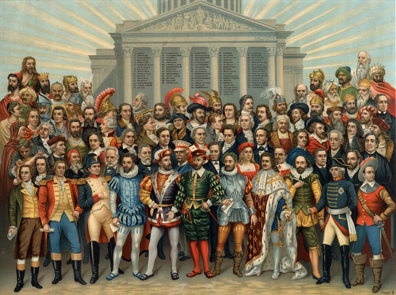 Pantheon universale degli uomini celebri principali, cromolitografia di Sauvage da Unknown artist