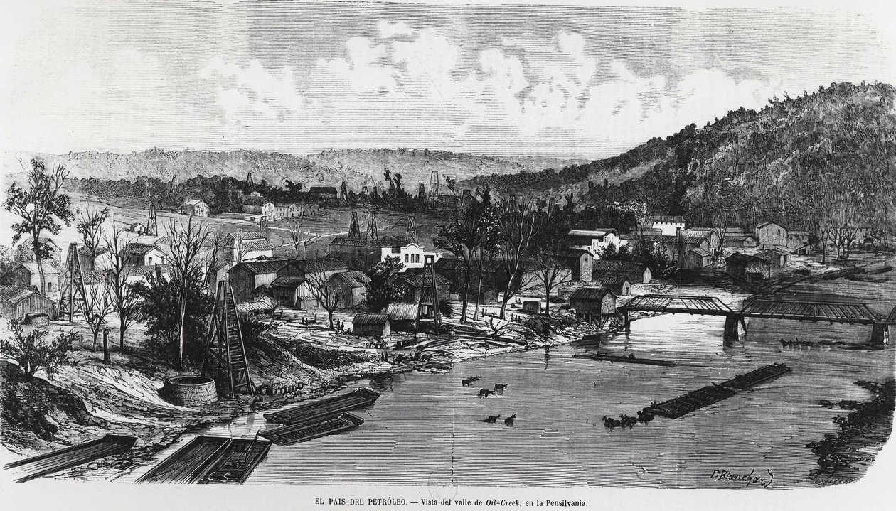USA: Il paese del petrolio in Pennsylvania, Oil Creek Valley da Unknown artist
