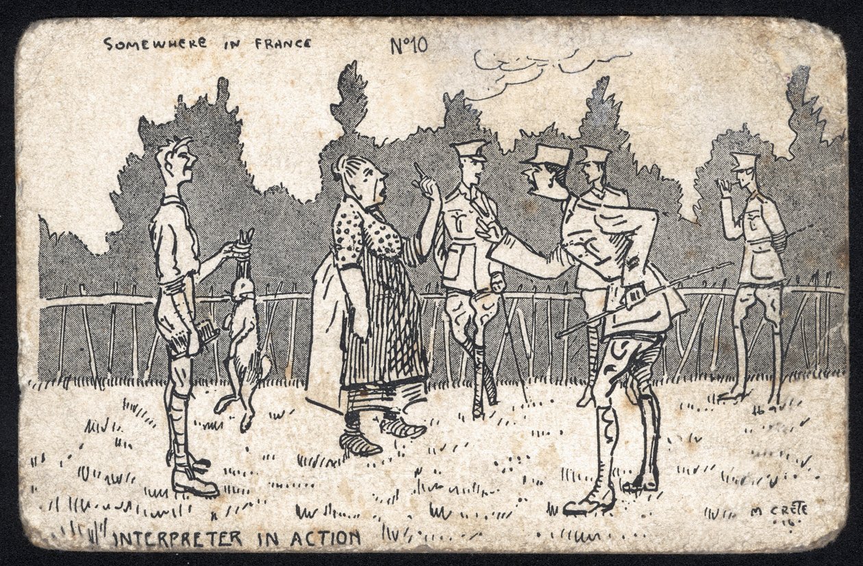 Regno Unito: Una cartolina umoristica prodotta in Francia durante la Prima Guerra Mondiale per le forze britanniche. da Unknown Artist