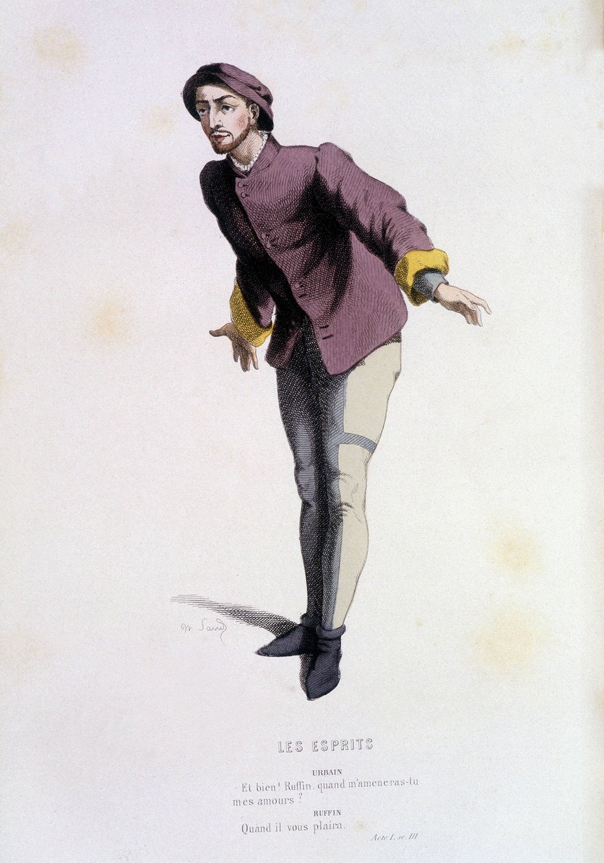 Urbain in "les esprits" (di Pierre de Larivey nel 1579), in "Il teatro francese nel XVI e XVII secolo anteriori a Molière" di Edouard Fournier da Unknown artist