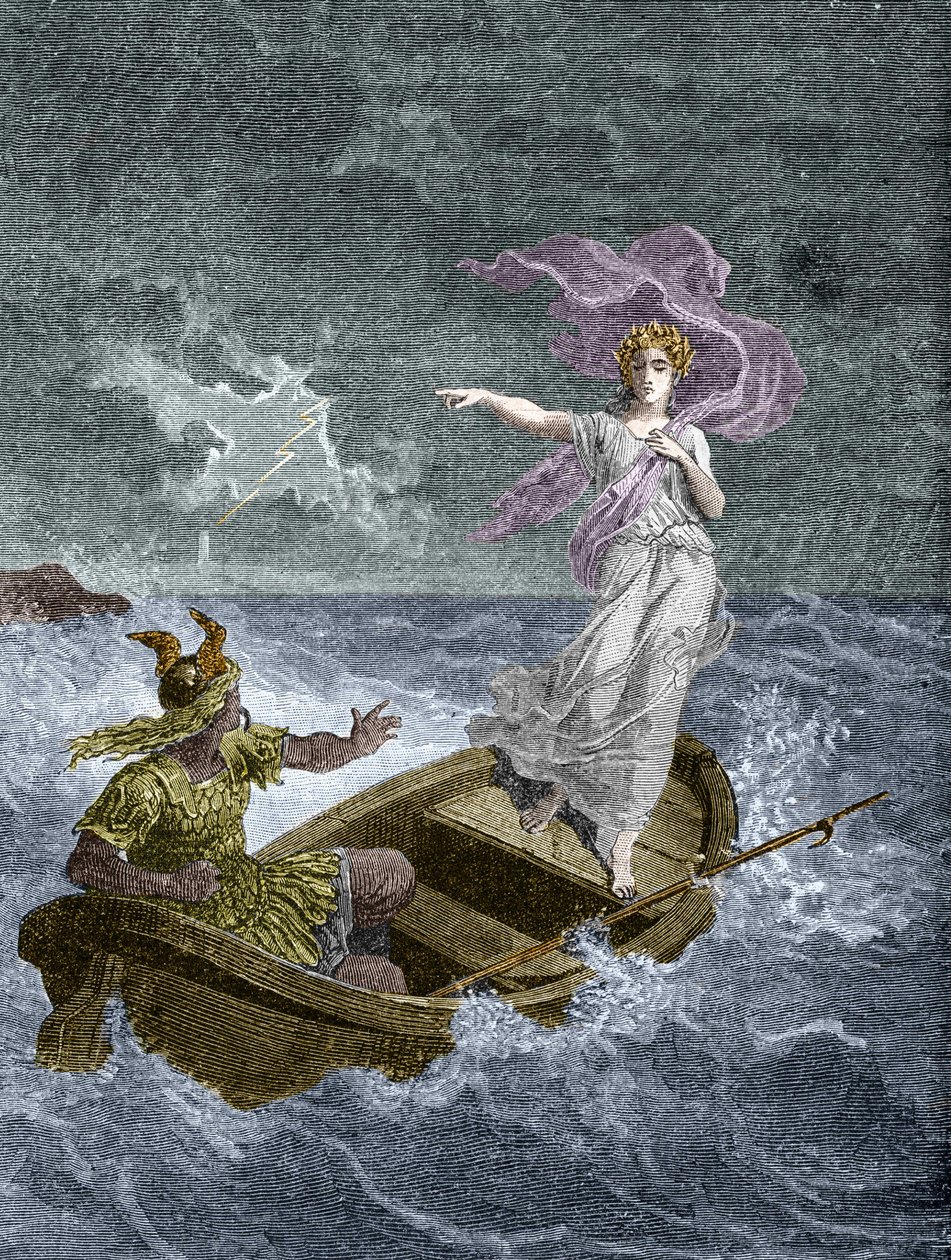 Vercingetorige e Druidesse. In "Histoire de la magie du Monde supernaturel et de la Fatalite a travers les temps et les peuples", Furne Jouvet et Cie editeurs (1880). da Unknown artist