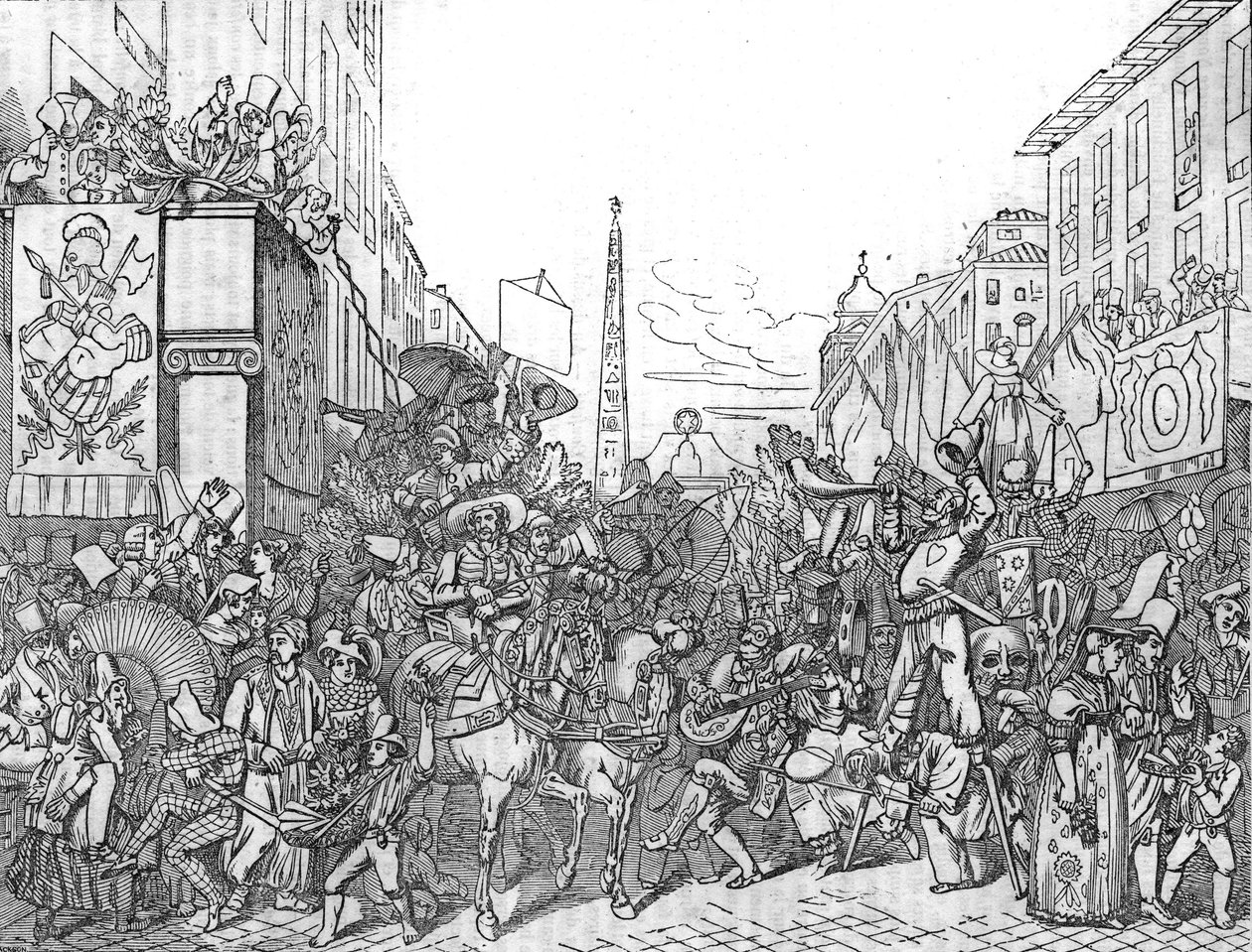 Via del Corso a Roma durante il Carnevale del 1836. da Unknown artist