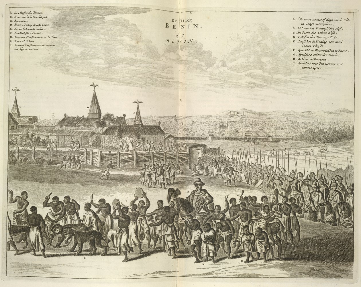 Veduta di Benin. Processione di nativi da Unknown artist