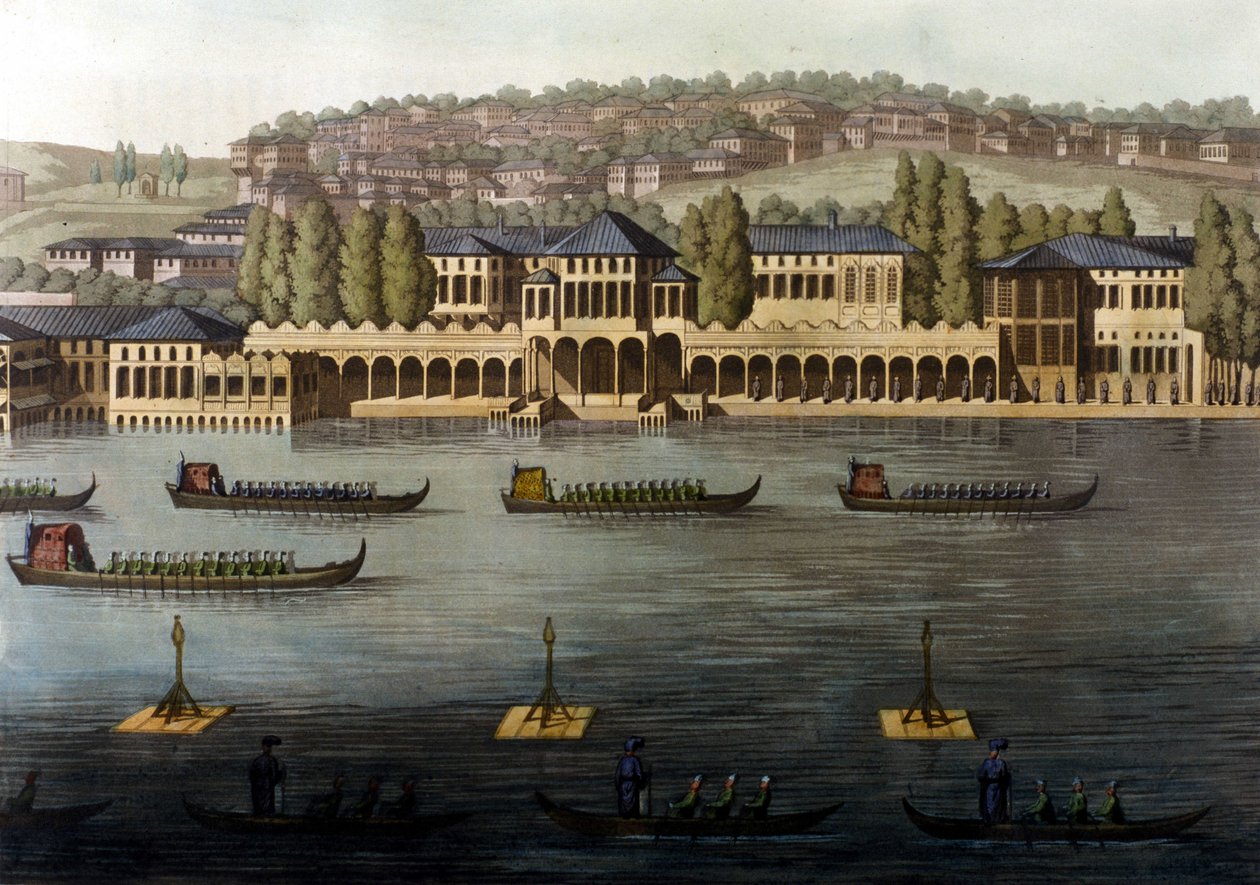 Veduta di Costantinopoli, una delle residenze del Sultano lungo il Bosforo. XIX secolo. da Unknown artist