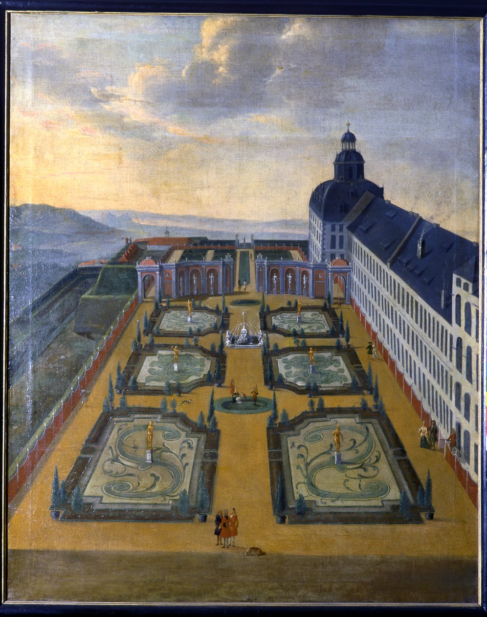 Vista di Friedenstein da nord-est con giardino barocco da Unknown Artist