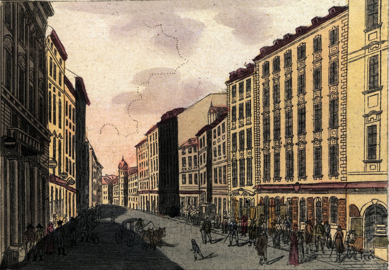 Veduta di Kohlmarkt a Vienna, Austria. Incisione del 1820 da Unknown artist