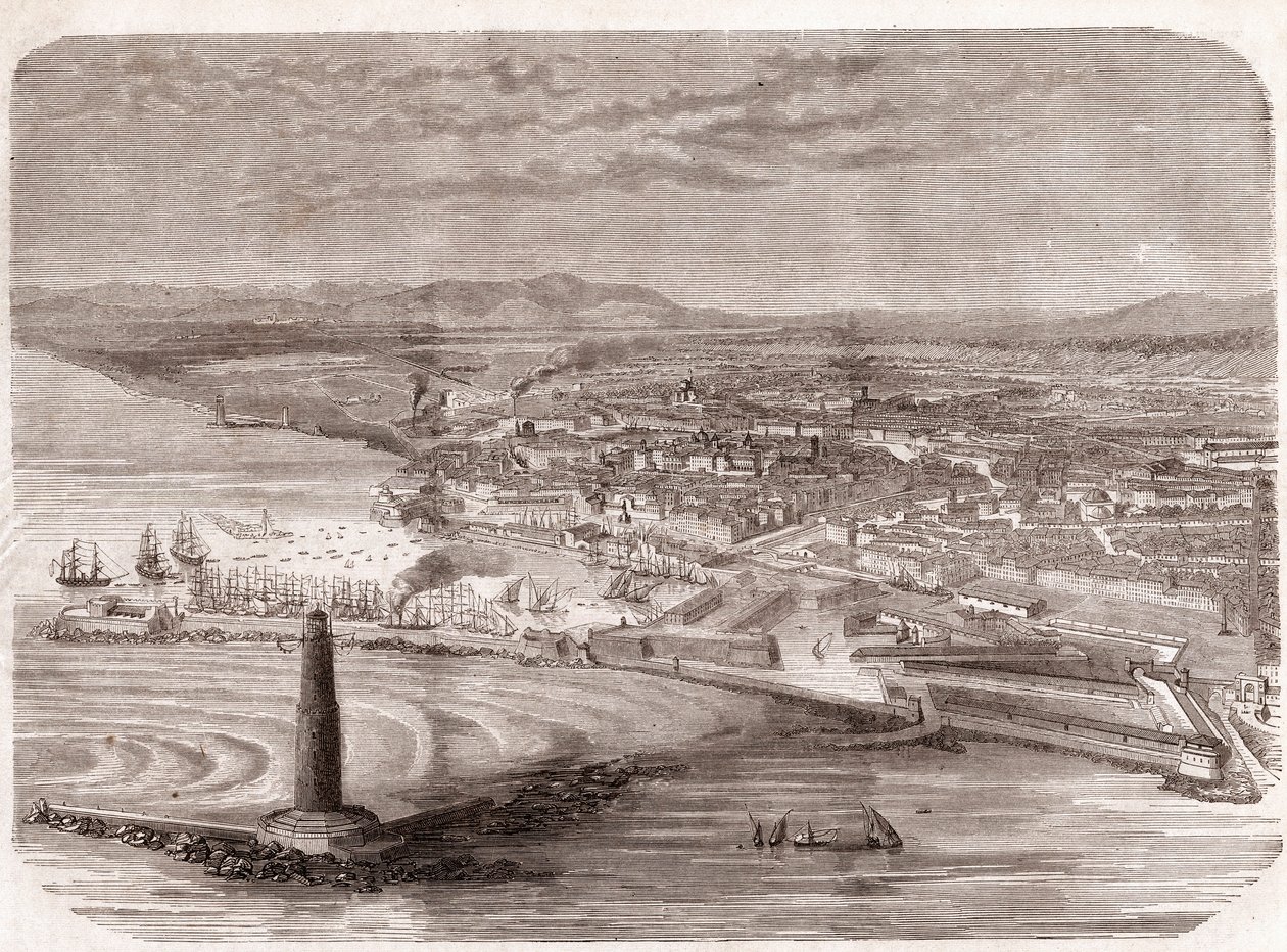 Veduta di Livorno (Livorno - Toscana - Toscana) - Toscana - incisione 1860 da Unknown artist