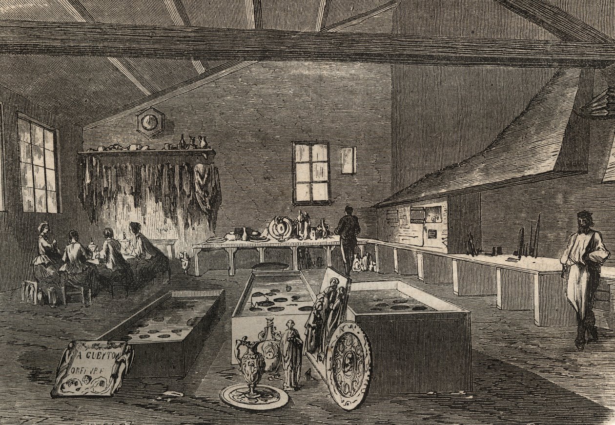 Vista dei laboratori di elettroplaccatura di Mr. Gueyton da Unknown artist