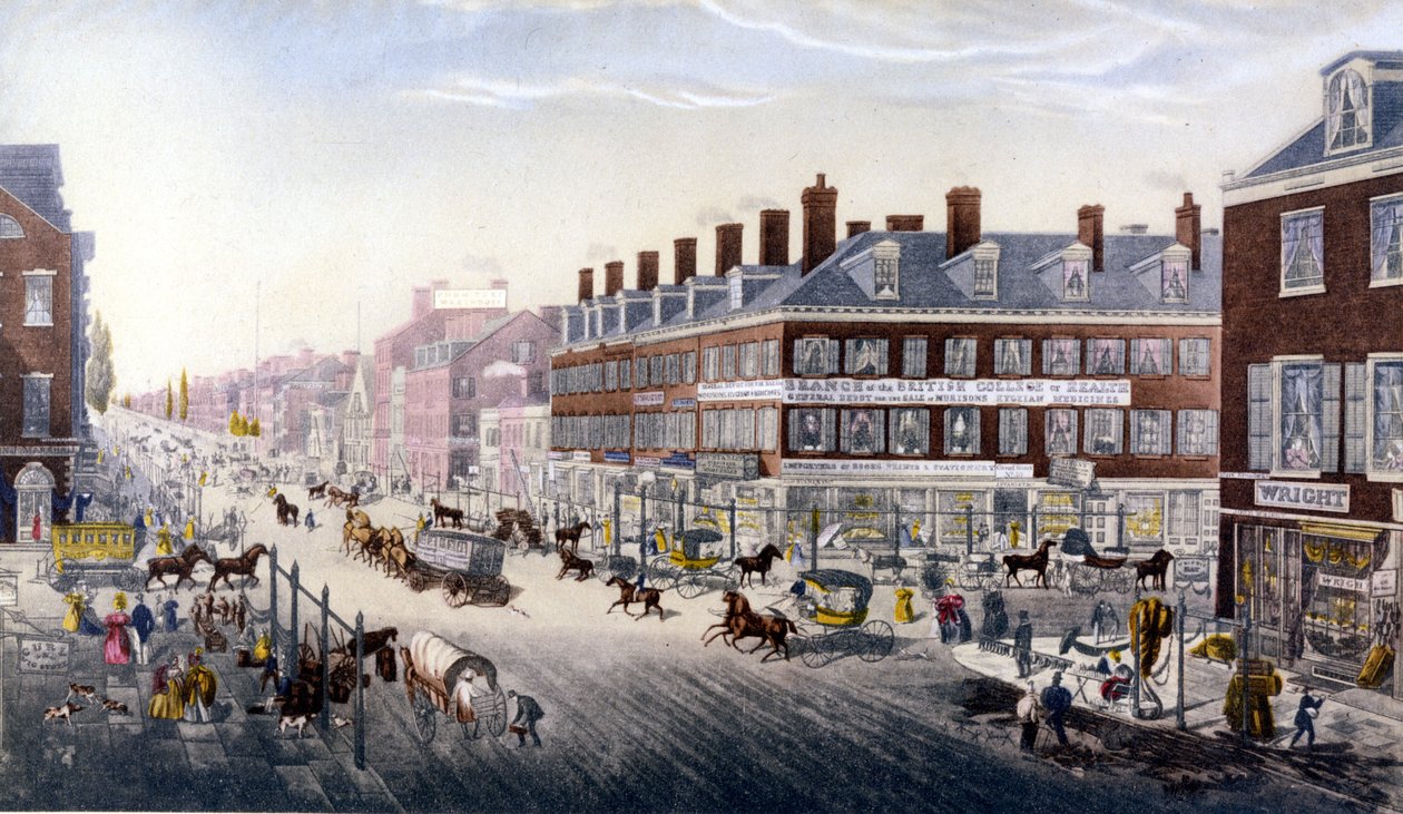 Veduta di New York: Broadway. Incisione del 1840 da Unknown artist