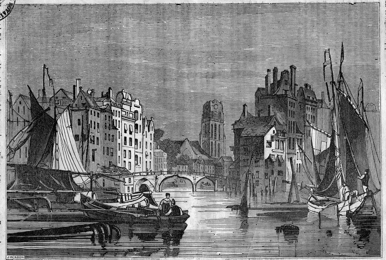 Veduta di Rotterdam, Paesi Bassi. Incisione del 1836 da Unknown artist
