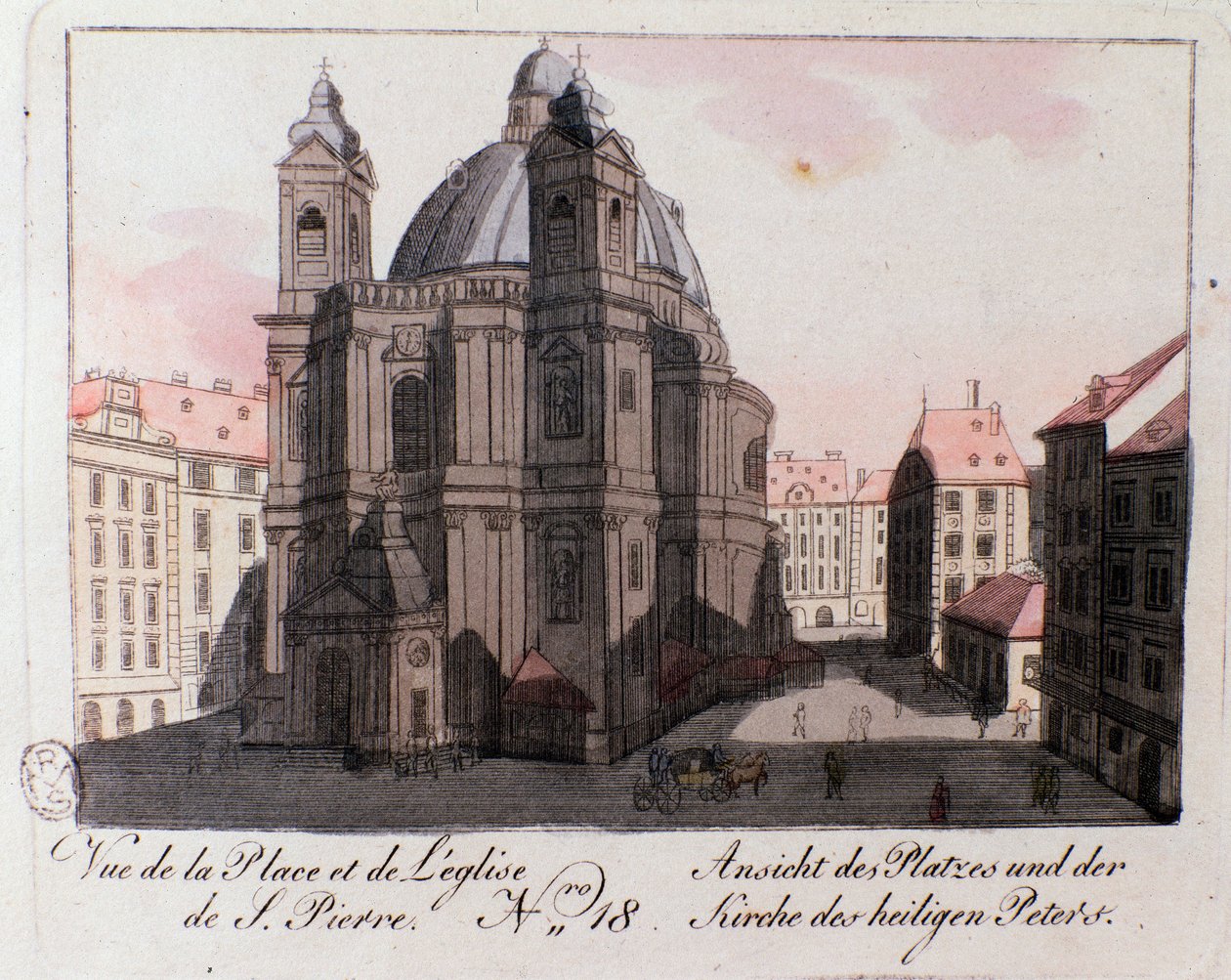 Veduta della piazza della chiesa di San Pietro a Vienna, Austria da Unknown artist