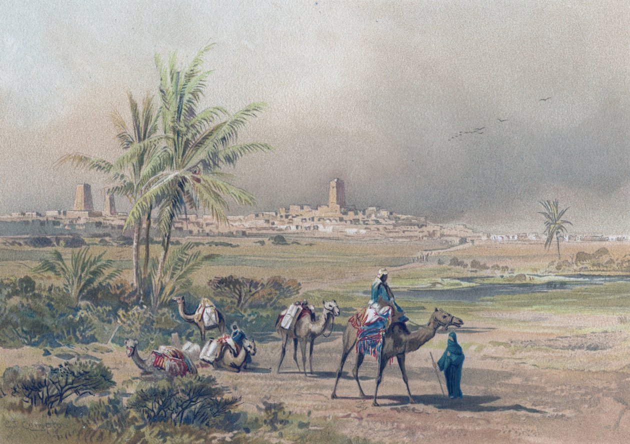 Veduta di Timbuctoo (Timbuktu) nel Mali moderno, 1850 circa (stampa) da Unknown artist